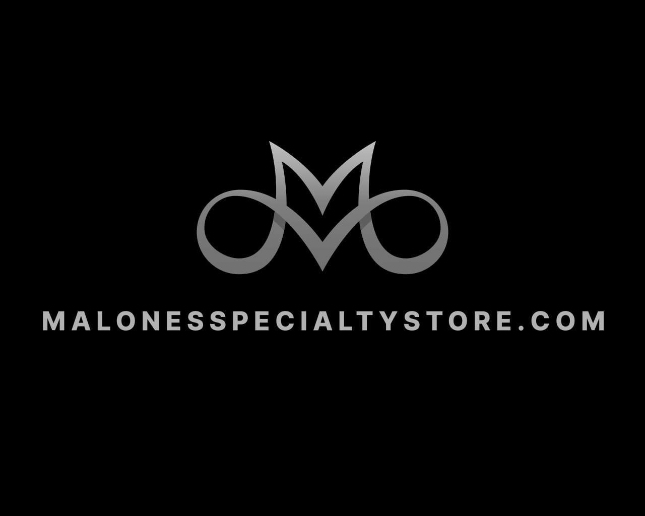 Malonesspecialtystore.com logo white on black. Shop today!
