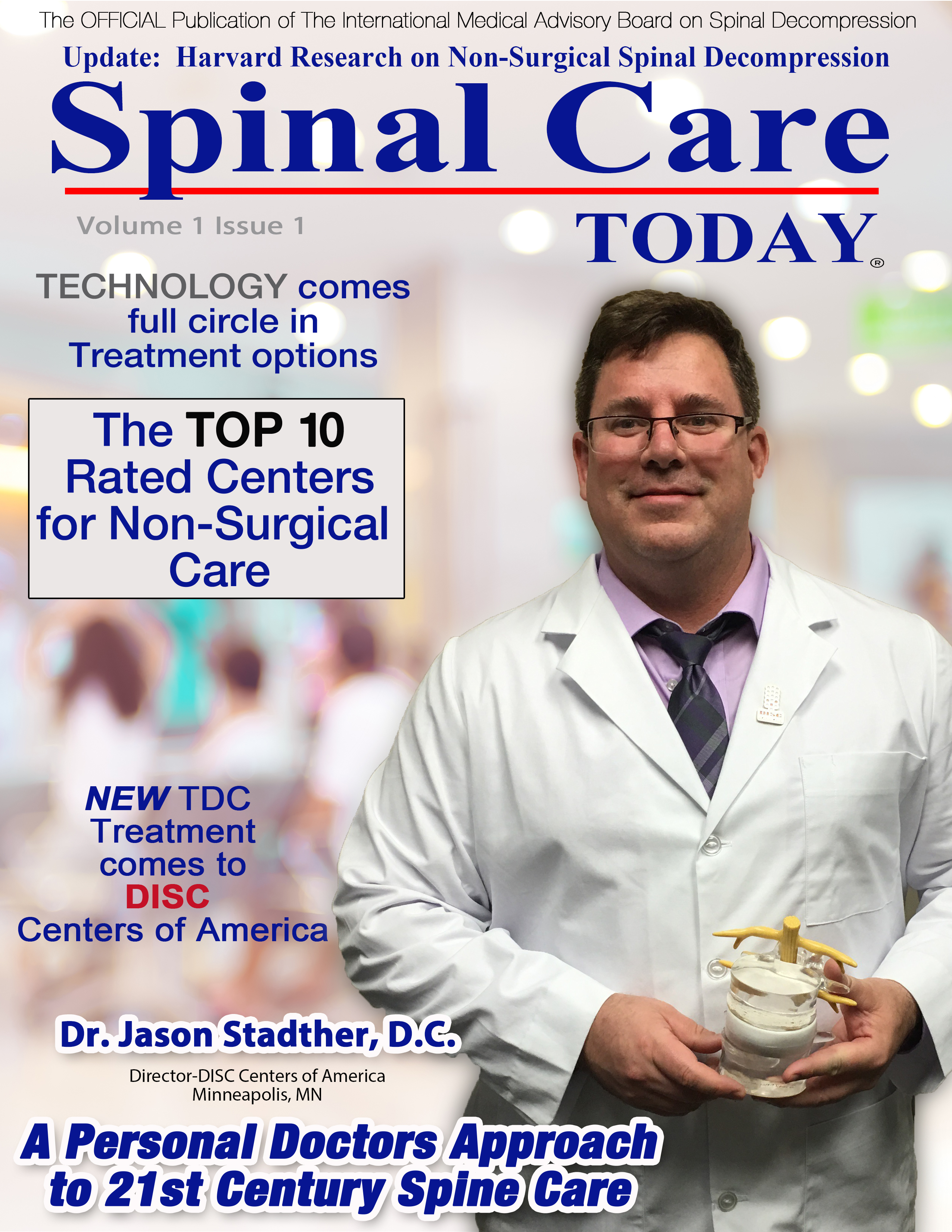 Jason Stadther DC Magazine Cover - Spinal Care Today - Disc Centers of America