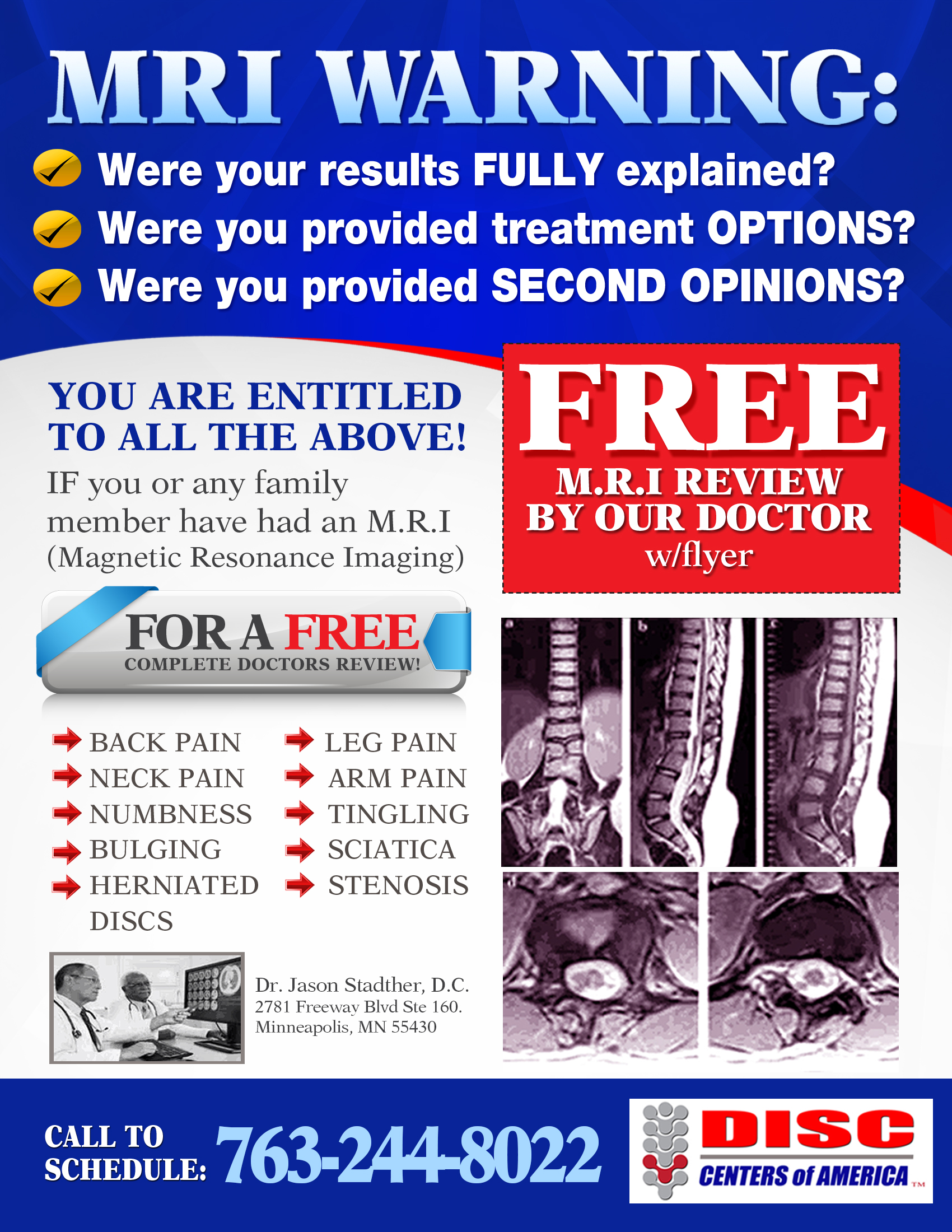 Jason Stadther DC - Free MRI review - Disc Centers of America