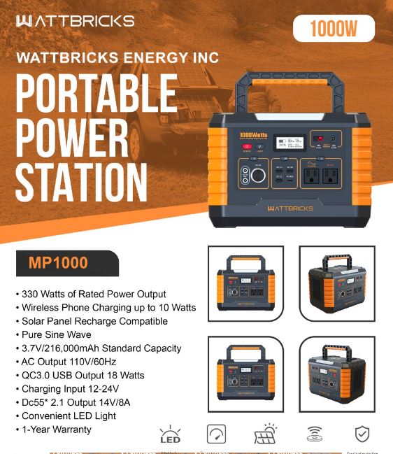 1000 Watt Solar Portable Generator Power Source