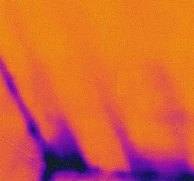 Thermal image of Moisture in a wall cavity