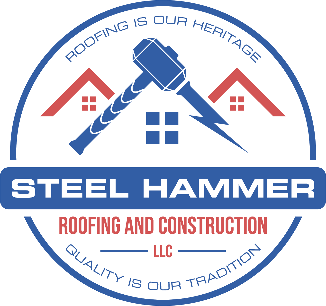 Steel Hammer Roofing and Construction Logo