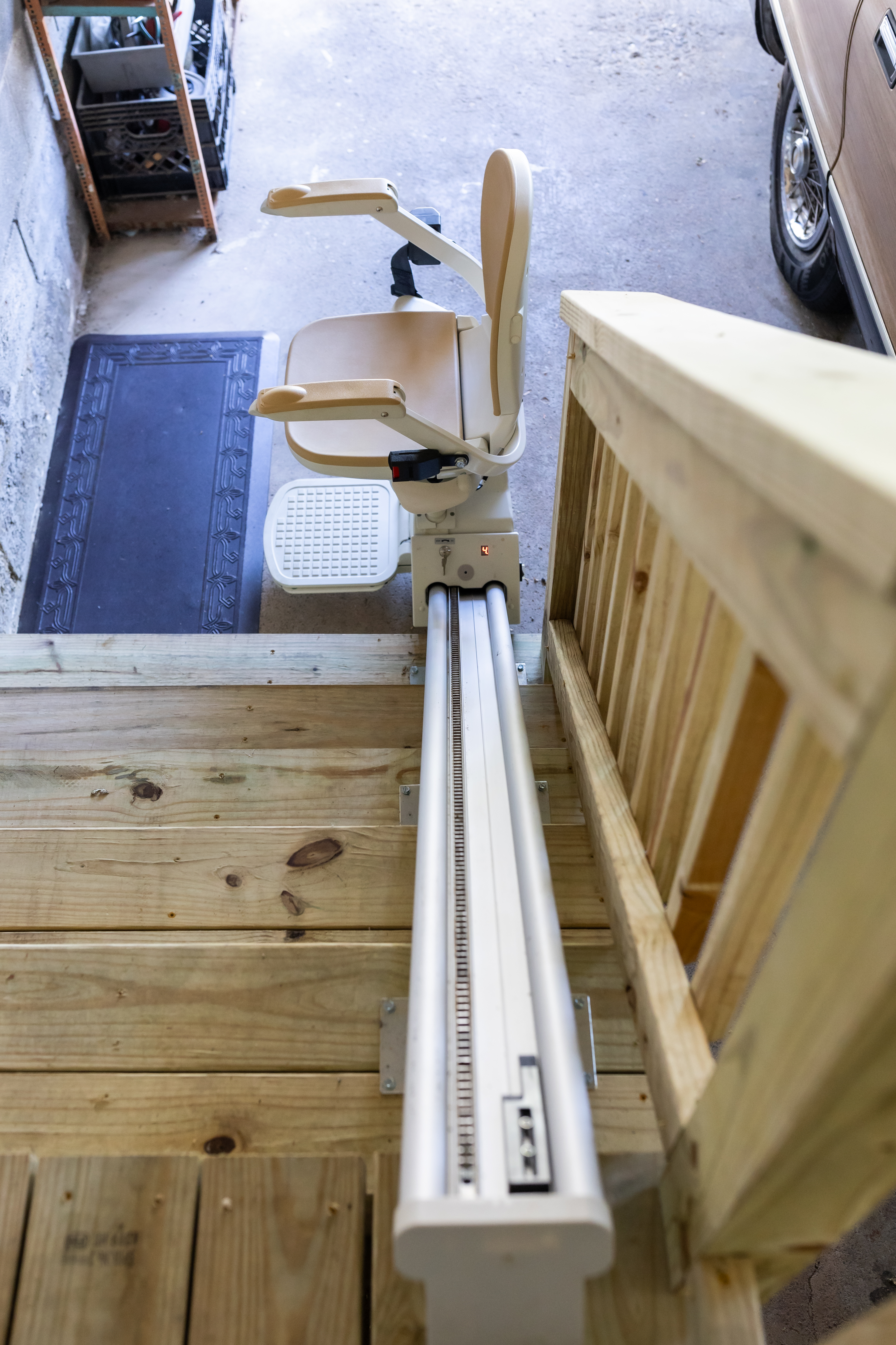 Garage stairlift and bathroom grab bars in Chapel Hill today!